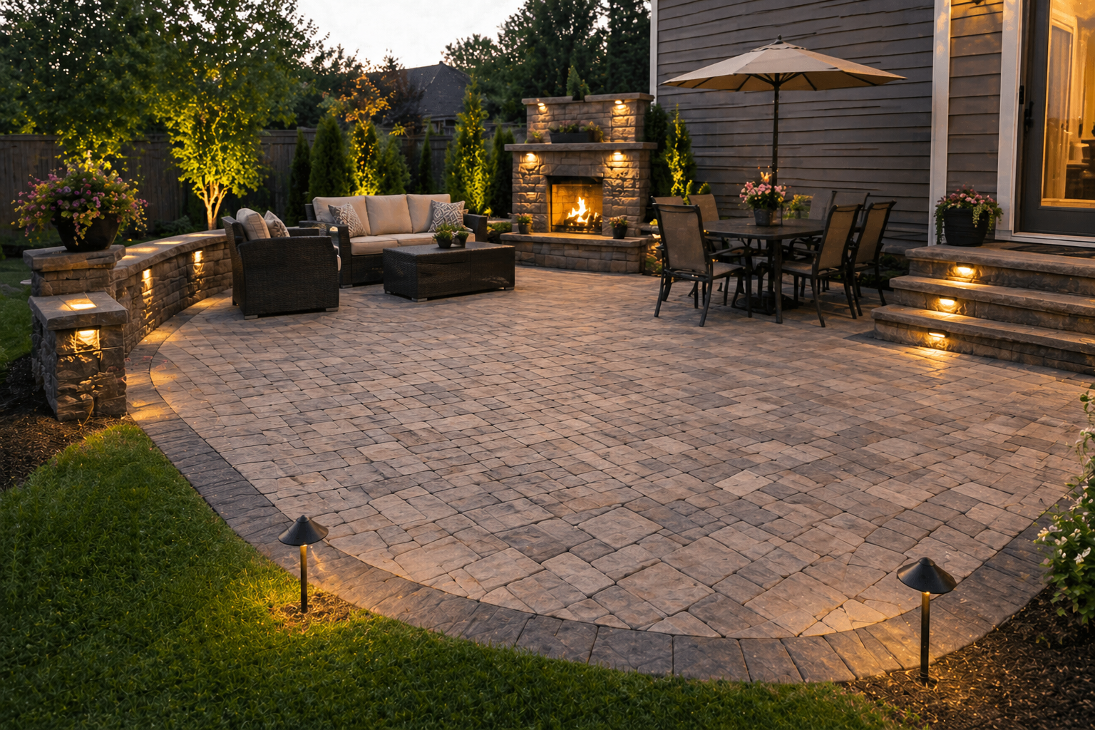 professional concrete patio, installed by professionals with years of experience