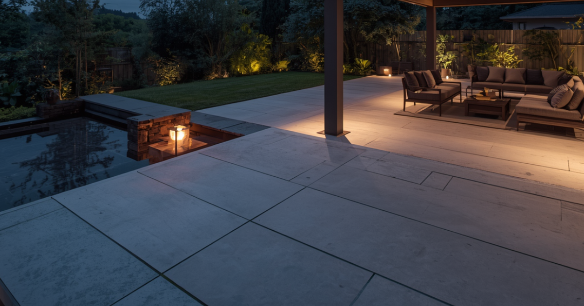 concrete patio installed on a home