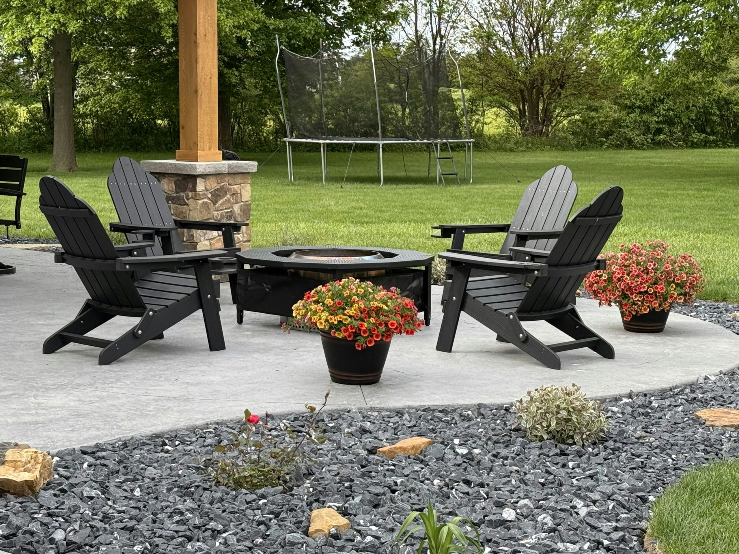 Fire pit installed on a home patio