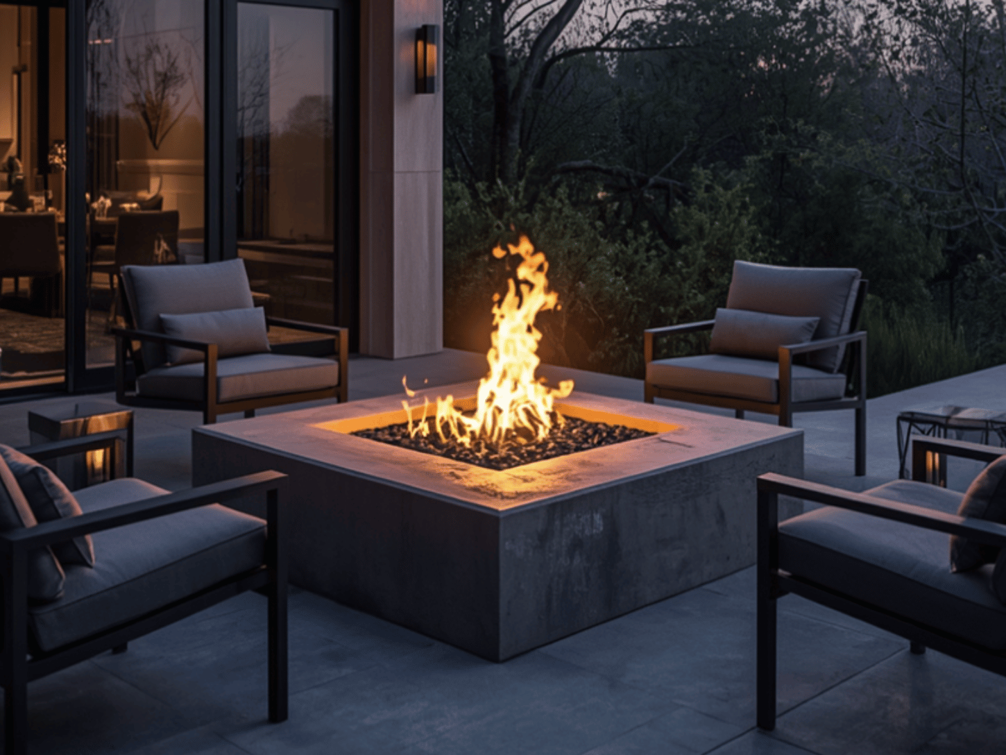 Fire pit built by experts, enhancing the outdoor space of a house