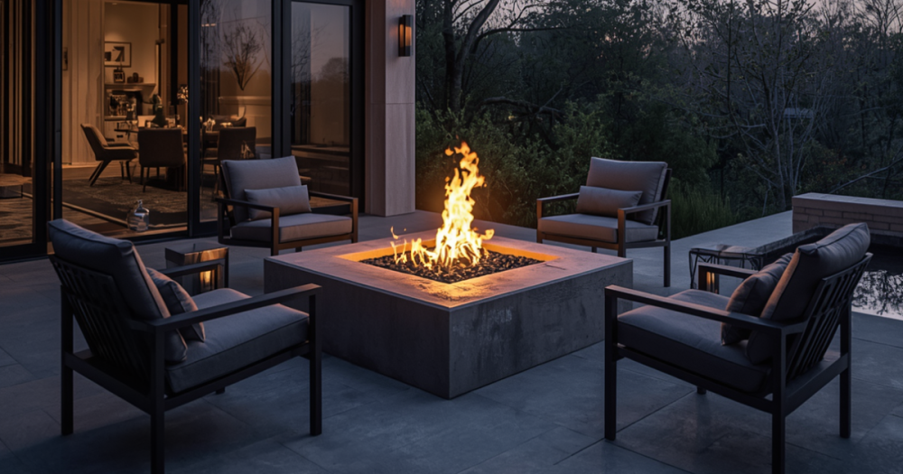 Fire pit installed on a home patio