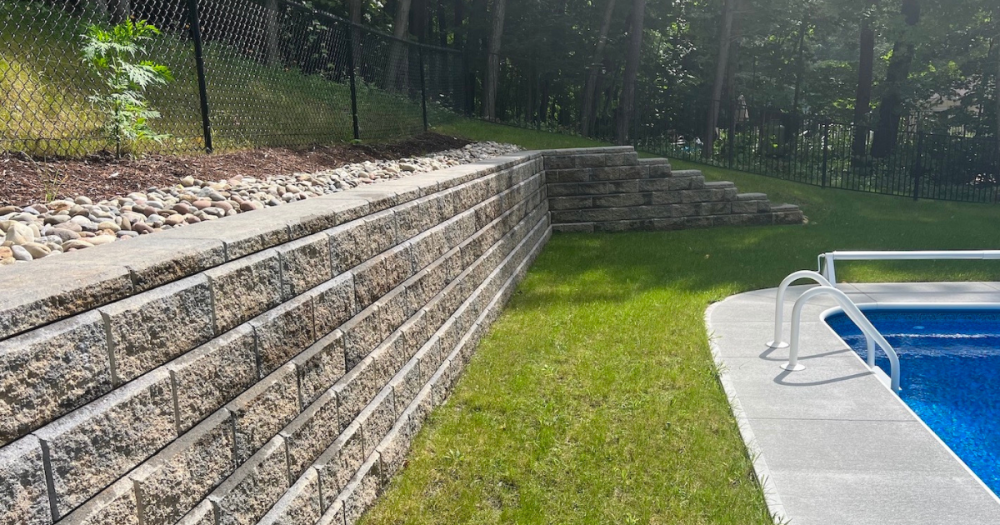 Retaining wall and pool finish on a home property