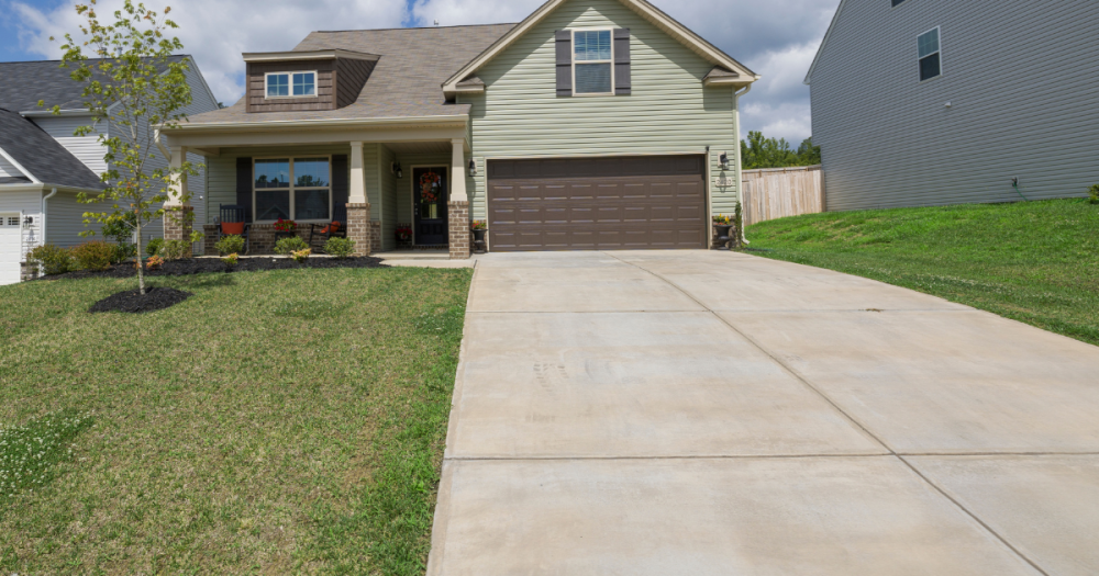 Driveway in front of a home garage