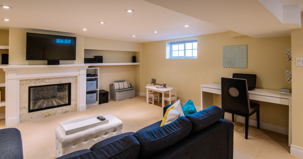 Basement after a remodeling service